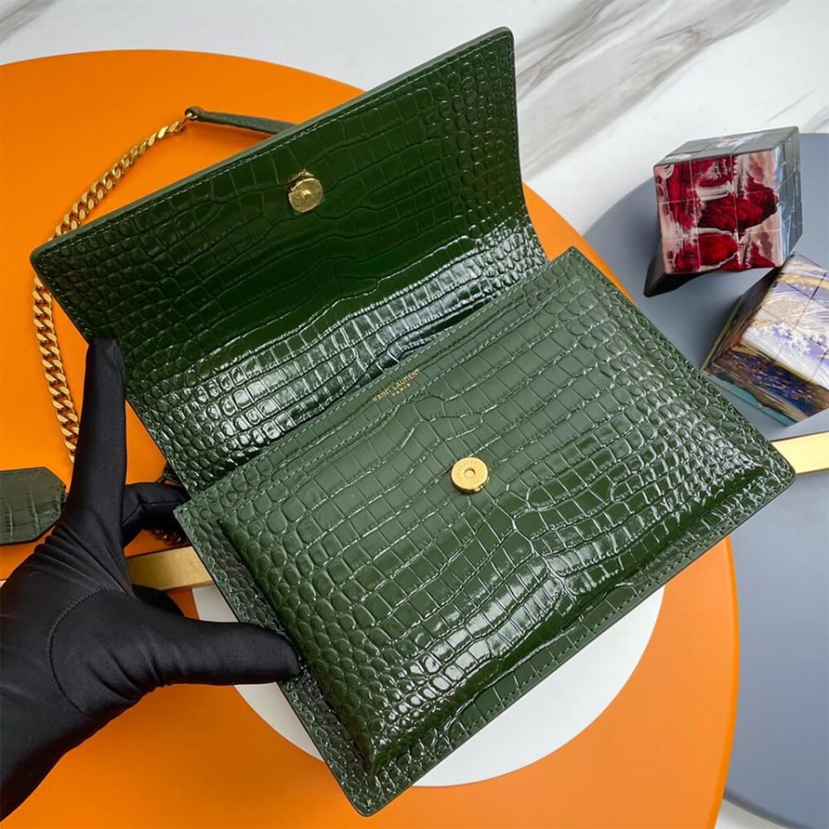 Y51 Crocodile-embossed leather SUNSET Medium
