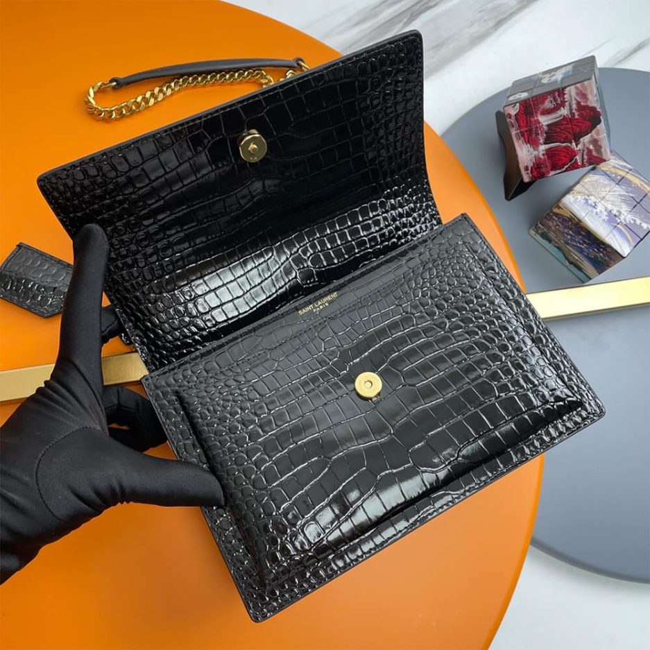 Y51 Crocodile-embossed leather SUNSET Medium