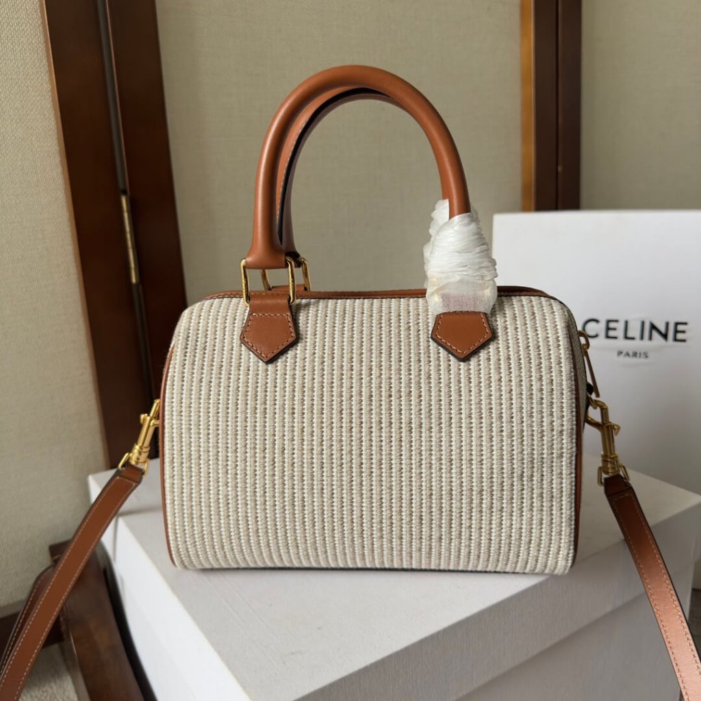 Ce1i*e Small Boston cuir Triomphe in textile and calfskin